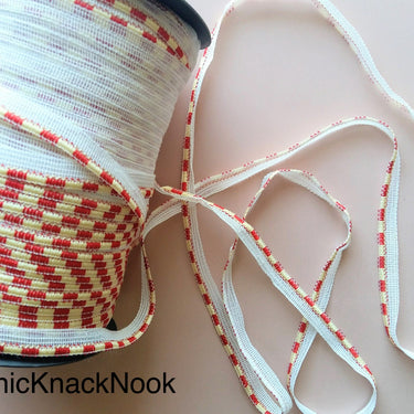 Wholesale Off White, Yellow And Red Trim, 9 Yard Lace